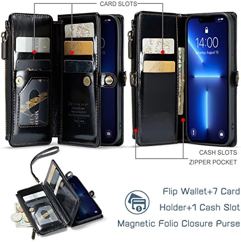 Defencase para iPhone 13 Pro Case Wallet, iPhone 13 Pro Casal de carteira para mulheres e homens, Casos de telefone de tira