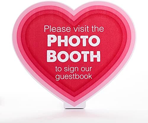 Red Heart Wedding Sinais de mesas, placas de sinalização de casamento de sinal de photobooth assinam nosso livro de visitas a mesa