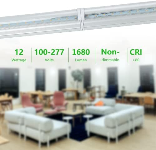 Xapolu T8 Luz de tubo de LED integrado, 4 pés 1680lm 5000k Branco brilhante, luz de led de 12W LED LUZ, LED LED LED LED LUZ INTEGRADA