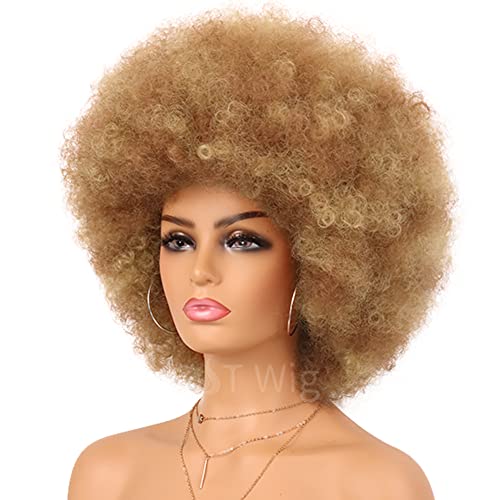 Peru G&T peruca curta perucas de cores cacheadas para mulheres desgaste e vá peruca mista loira afro peruca grande saltância