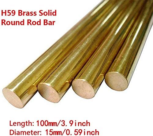 Yiwango Brass Solid Round Round Torno da barra, diâmetro 15 mm/ 16 mm de comprimento 10cm/ 3,9 polegadas, perfeito para vários eixos,