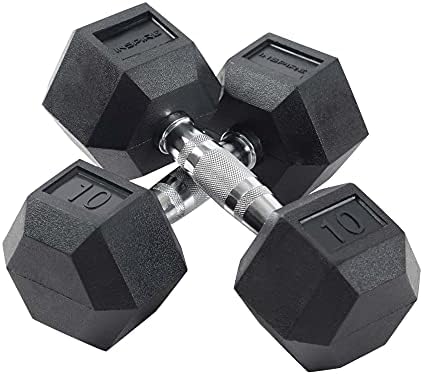 Inspire Fitness 210 lb. Dumbbell de borracha Conjunto com 6 pares de rack vertical, preto