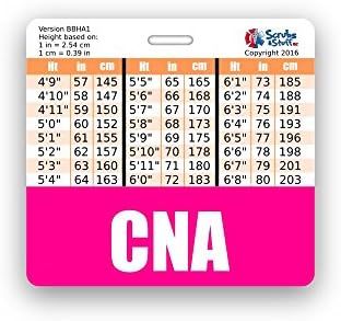 CLA CNA Buddy Buddy Horizontal com gráficos de conversão de altura e peso