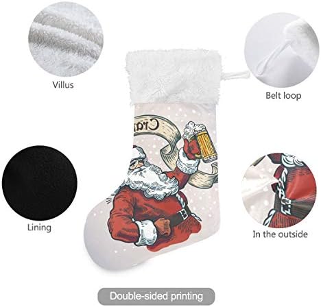 Papai Noel Pimilagu com meias de Natal de cerveja de caneca 1 pacote 17,7 , meias penduradas para decoração de Natal