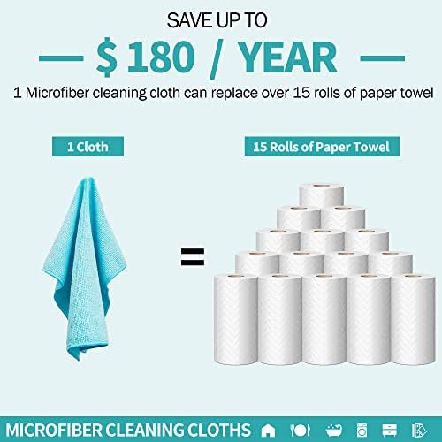 Pano de limpeza de microfibras de homerhyme - toalhas de limpeza de 100 embalagens, panos de prato de 12,6 x 12,6, fiapos sem fiapos,