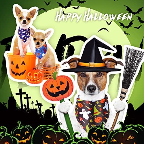 14 PCs Halloween Dog Bandanas Dog Bib Dog Sconst Pet Bandana Dog Handkerchief para pequenos cães grandes Acessórios de Halloween