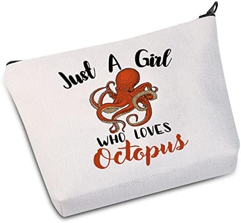 WZMPA engraçado Octopu Cosmetic MakeUp Bag Gift Animal apenas uma garota que adora o Octopus Makeup Zipper Bolsa Bolsa