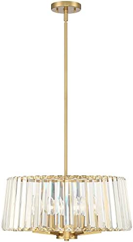 POSTINI EURO Design Crawford Pingente de ouro macio lustre 19 3/4 Modern moderno Clear Crystal Drum Shade de 6 luzes para sala