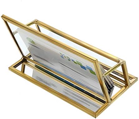 Suporte para cartão de visita de vidro Hipiwe Stand - Vintage Gold Metal Name Display Stand Stand Office Desktop