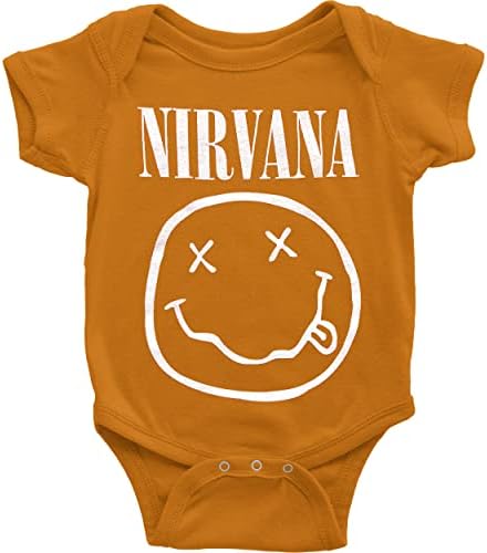 Nirvana Baby Grow White Smiley Band Logo Official Orange 0 a 24 meses