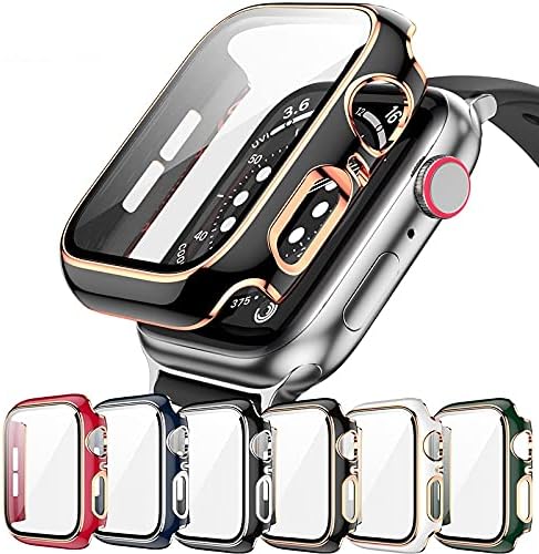 WSCEBCK Glass + Tampa para Apple Watch Case 45mm 41mm 44mm 40mm Duas tela colorida Protetor de pára -choque Iwatch