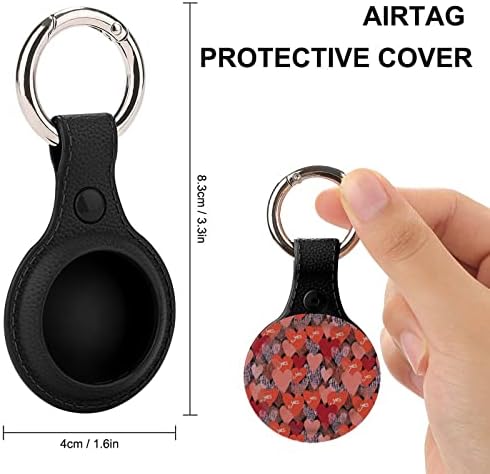 Bright Red Hearts Caso Protetor Compatível para Airtag Anti-Perd Locator Solder com anel-chave para carteira de colarinho