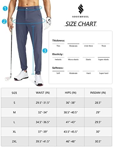 Calça de joggers de golfe masculino com 5 bolsos esbeltos para as calças de trabalho de vestuário de viagem para