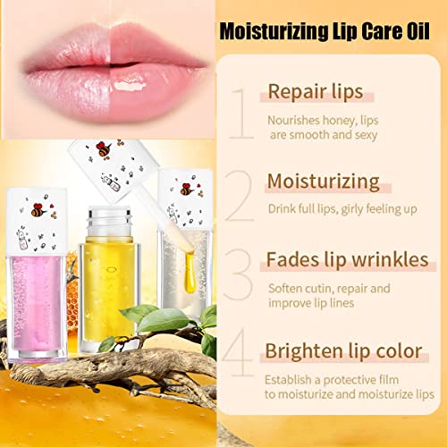 PAKIVS 3PCS Conjunto de óleo lábio, hidratante Lip Lip Gloss Lip Lip Water Plumper e Lip Care Lip Care Máscara Lip Hydration
