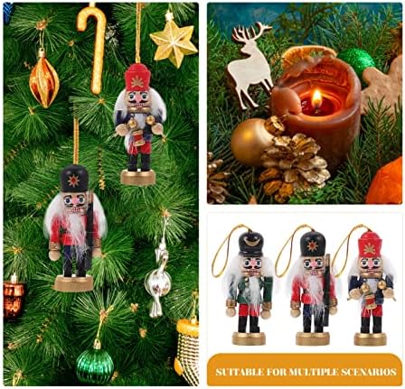 Inoomp 24 PCs Christmas Soldado Soldado Decracker de madeira Decorações de árvore de Natal Decorações penduradas Figuras de nozes