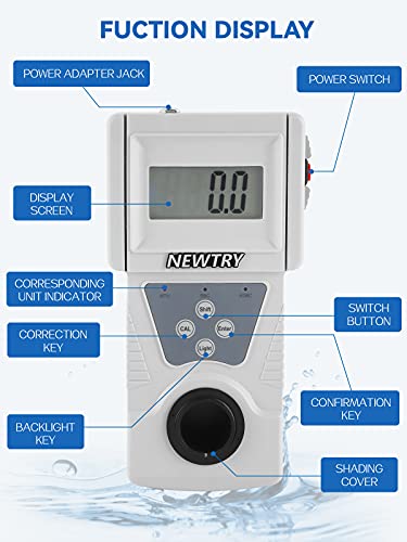 Medidor de turbidez de Newtry, turbidímetro de água digital portátil, compatível com ISO7027, precisão 0.1, 0-200NTU, LCD com luz