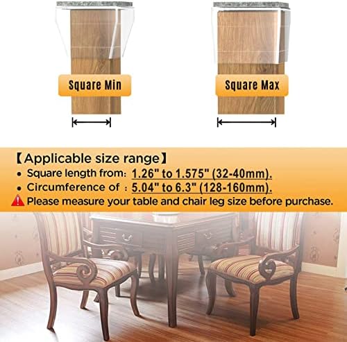 Protetores de piso da cadeira quadrada clara, protetores de piso de silicone de 16pcs para madeira para madeira, tampas