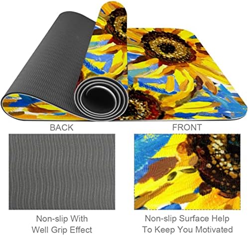 6mm de tapete de ioga extra grosso, girassóis imprimem os tapetes de exercícios de TPE ecologicamente corretos com tapetes