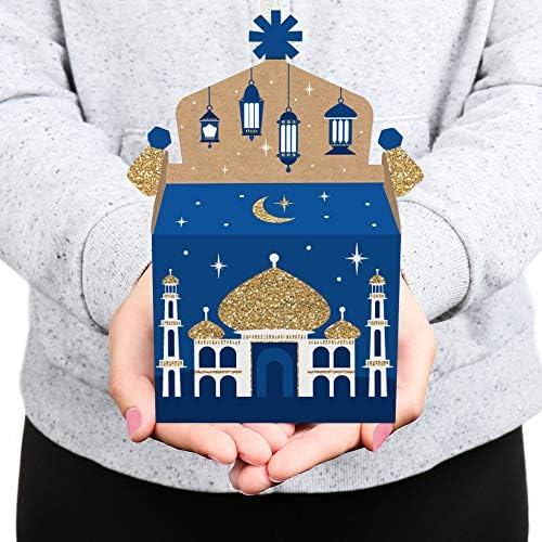 Big Dot of Happiness Eid Mubarak - Favores da festa da caixa de tratamento - Ramadã Goodie Gable Boxes - Conjunto de 12