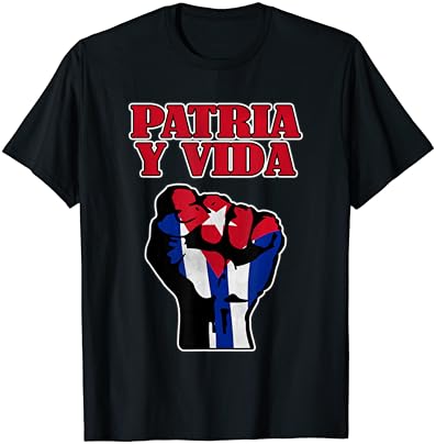 Patria y Vida, bandeira de Cuba, punho cubano, camiseta grátis Cuba, Cuba