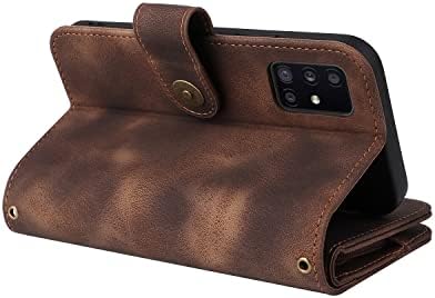 Caixa de carteira de proteção de proteção compatível com Samsung Galaxy A71 4G, capa de telefone fino de couro PU, suporte