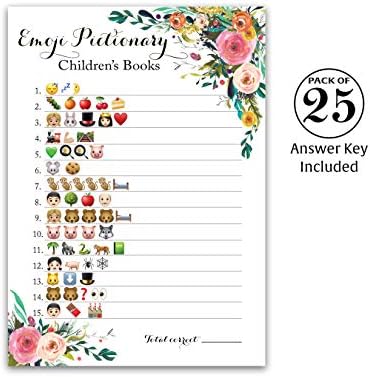 Jogo de chá de bebê emoji rosa-pacote de 25-Livros de Pictionary emoji Livros infantis Jogos de chá de bebê, jogos
