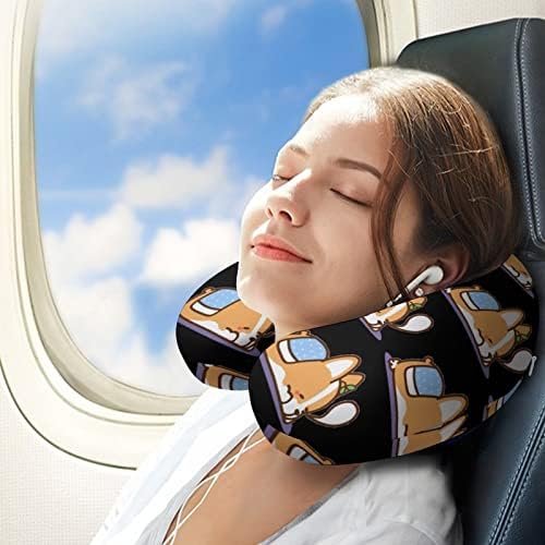 Pounhor de viagem para viagem de Corgi Dormir e pescoço Suporte de almofada em forma de espuma de espuma em forma de cabeça U Pillow