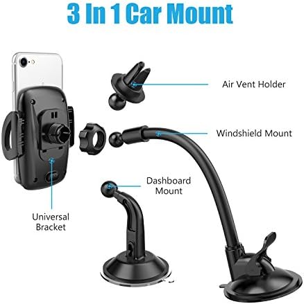WixGear 3-em-1 UNIVERNAL CAR PELELO, suporte de telefone para carro, suporte para celular Mount Air Vent com montagem do
