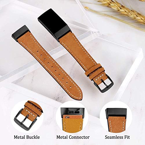 Mornex Leather Band Compatível para Fitbit Charge 3/ Charge 4, Bandas de couro genuínas de substituição para homens homens