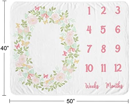 Doce jojo projeta borboleta floral rosa garota marco manta manta mensal recém -nascido primeiro ano de crescimento de