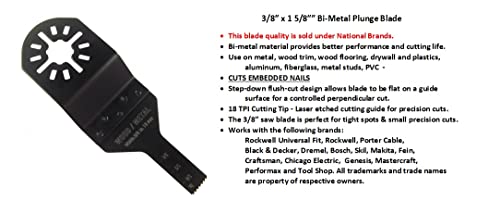 Ferramenta de oscilação bi -metal 3/8 Blade 10 Pack - Universal Arbor para Fein, Dremel, Bosch, Makita, Ridgid, Ryobi, Milwaukee,