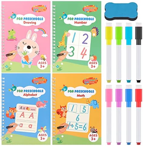 Mocumei Magic Reutilable Cópia para copiações para crianças-práticas para crianças de 3 a 5 anos de idade, caligrafia simples-Livro