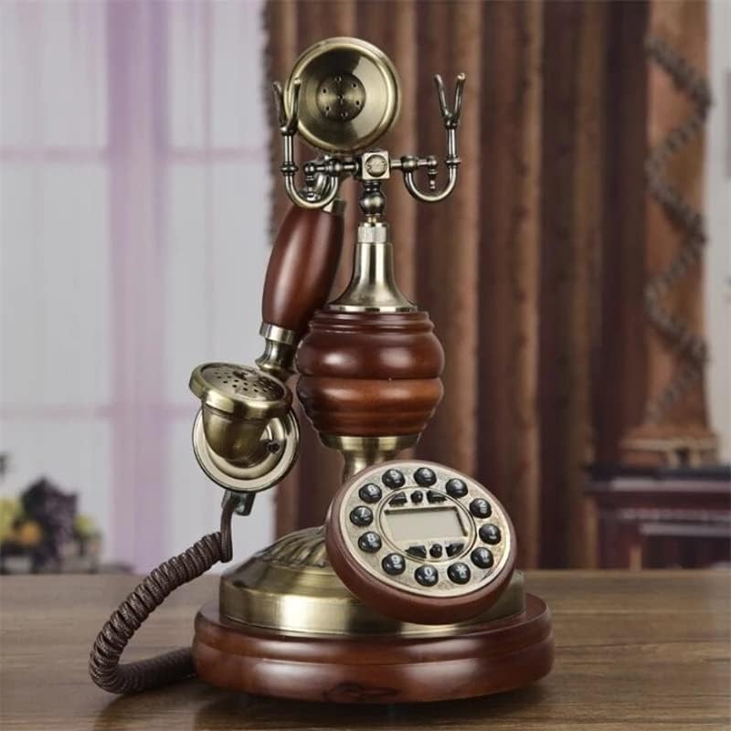 SJYDQ Antique Telefone fixo Retro Touch Dial Dial de madeira sólida telefone telefone azul Backlight+HandsFree+ID do chamador