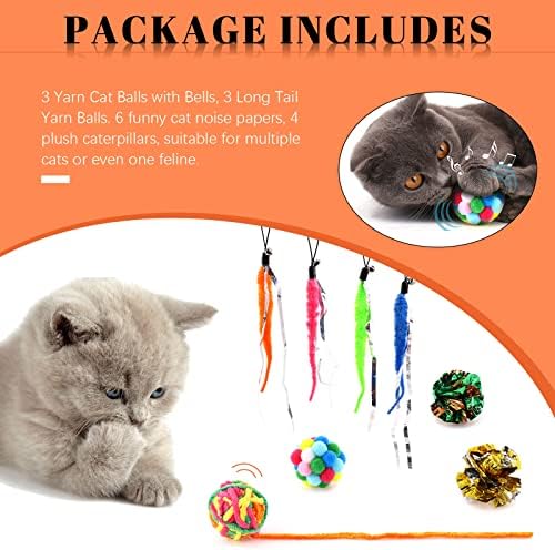 TanStic 16pcs Toys Cat Balls, incluindo bola de gato de lã, bola de brinquedo de gato, bola de brinquedo de gato de gato de