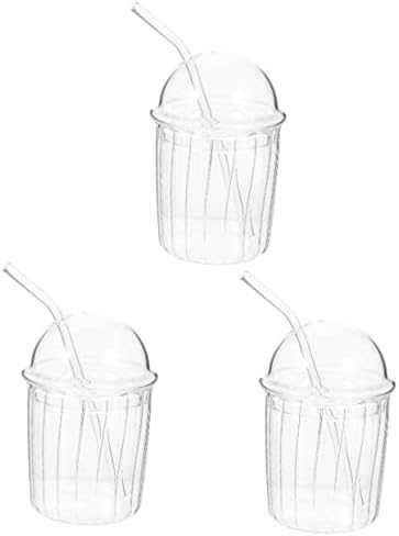 Upkoch 3 sets vidro com copo de tampa com tampas de vidro jarro de água portátil garrafa de água viagens de água acessórios