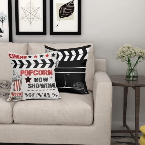 Capas de travesseiros de decoração de cinema de cinema 18x18 polegadas Conjunto de 2 Cinema Decor De decoração de filme