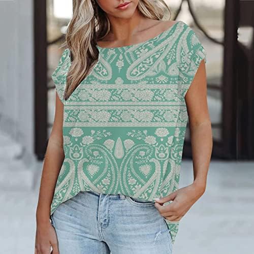 KQC Women Fashion Summer 2022 Raglan Sleeve Casual Print T-Shirt Blouse