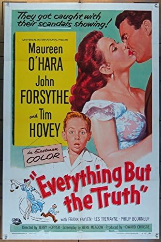 Tudo, menos a verdade, pôster original de filmes de uma folha 27x41 Maureen O'Hara John Forsythe Tim Hovey Fine Plus Condição