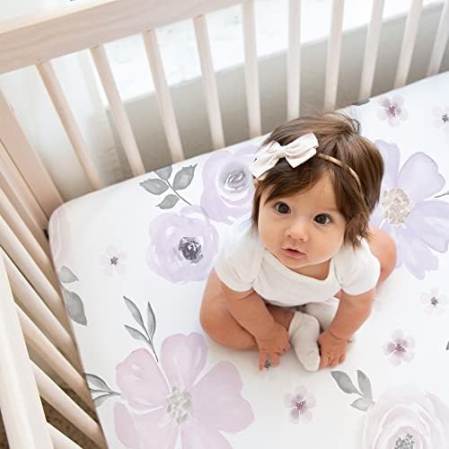 Doce JoJo Designs lavanda roxa boho menina floral bebê equipamento lençóal de berço conjunto berçário mole recém -nascido colchão