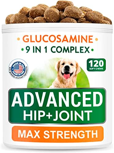 Treates de cães de glucosamina + pacote calmante de cânhamo - Saúde da articulação avançada sênior + alívio de ansiedade