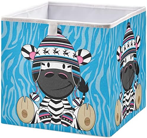 cestas de armário visesunny natal zebra azul animal ladrão de listras de listras de listras de armazenamento cestas de tecido
