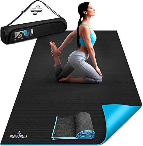 Sensu Grande Yoga Mat - 6 'x 4' x 9mm de exercício espesso extra para ioga, pilates, alongamento, acóstico do chão