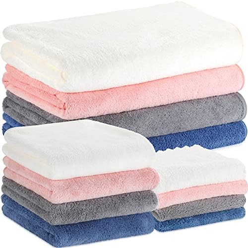 Toalhas de banho de microfibra Conjunto de 4 toalhas de banho macio 4 toalhas de mão 4 pacote de pacote de pacote de microfibra Veludo de coral