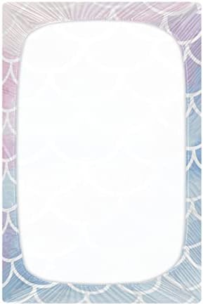 Salas de sereia rosa e azul de umiriko pacote n pacote n tocar folhas de playard para bebês, mini -berço para meninos Meninas Materia Matteress Cover H020279