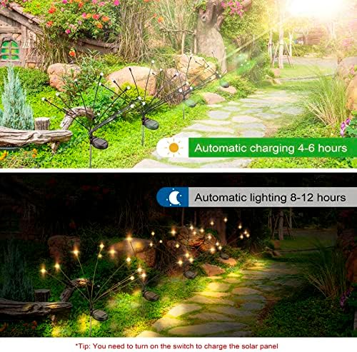 Luzes solares de firefly, luzes solares de luzes externas do jardim à prova d'água ao ar livre, luzes de firefly solar ao ar