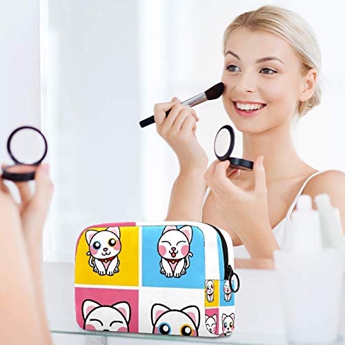 Padrão de gato de quatro cores Bolsa de viagem cosmética de grande capacidade Bolsa de higiene pessoal para meninas adolescentes