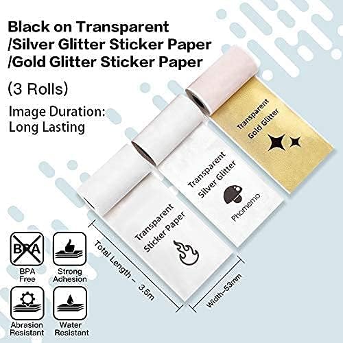 Fabricante de etiquetas Bluetooth Phomemo Mini com 1 papel de adesivo transparente/prata/ouro
