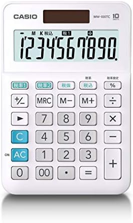 Casio MW-100TC-WE-N W Calculadora de taxa de imposto, 10 dígitos, calculadora de impostos, branco, mini apenas digite