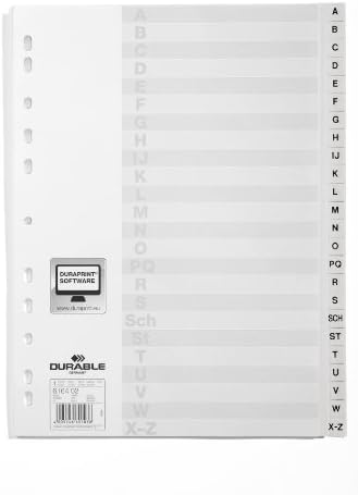 Arquivo de índice A -Z durável 616402 com guias impressas para folhas A4 - White