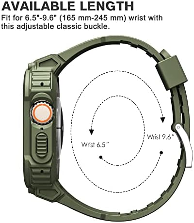 Fintie Compatível com Apple Watch Ultra 49mm Band com case de pára -choque preto +azeitona